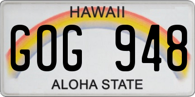HI license plate GOG948