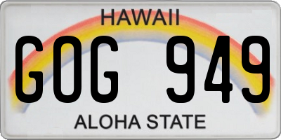 HI license plate GOG949