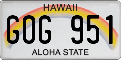 HI license plate GOG951