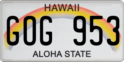 HI license plate GOG953