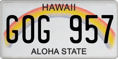 HI license plate GOG957