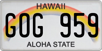 HI license plate GOG959