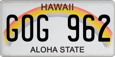 HI license plate GOG962