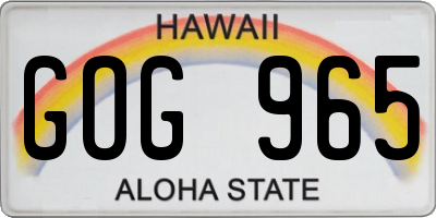 HI license plate GOG965