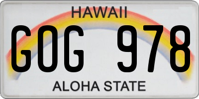 HI license plate GOG978