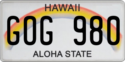 HI license plate GOG980