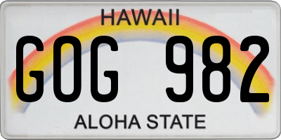 HI license plate GOG982