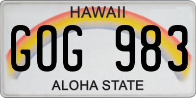 HI license plate GOG983