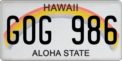 HI license plate GOG986