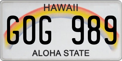 HI license plate GOG989