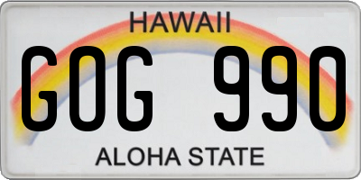 HI license plate GOG990