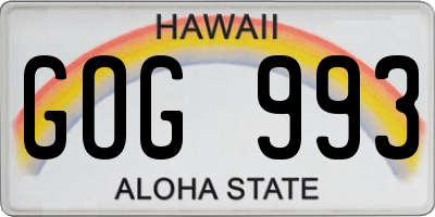 HI license plate GOG993