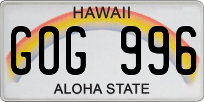 HI license plate GOG996