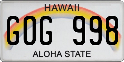 HI license plate GOG998