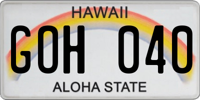 HI license plate GOH040