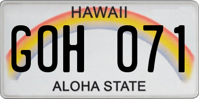 HI license plate GOH071