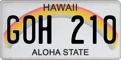 HI license plate GOH210