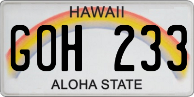 HI license plate GOH233