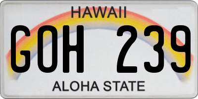 HI license plate GOH239