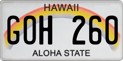 HI license plate GOH260