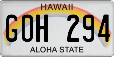 HI license plate GOH294
