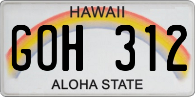 HI license plate GOH312