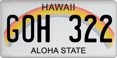 HI license plate GOH322