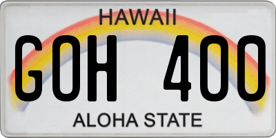 HI license plate GOH400