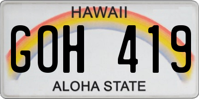 HI license plate GOH419
