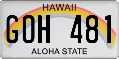 HI license plate GOH481