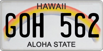 HI license plate GOH562