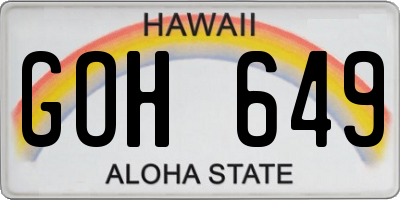 HI license plate GOH649