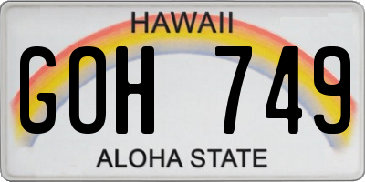 HI license plate GOH749