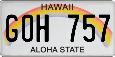 HI license plate GOH757