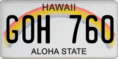 HI license plate GOH760