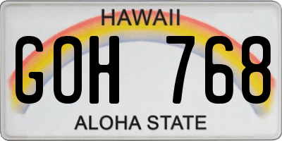 HI license plate GOH768