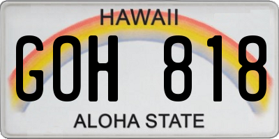 HI license plate GOH818