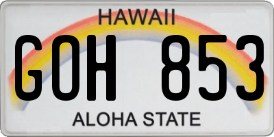 HI license plate GOH853