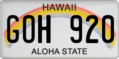 HI license plate GOH920