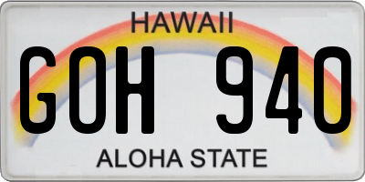 HI license plate GOH940