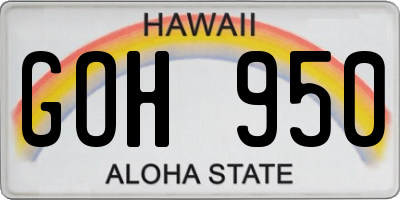 HI license plate GOH950