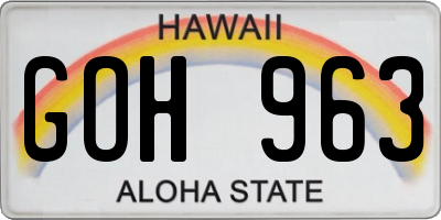 HI license plate GOH963