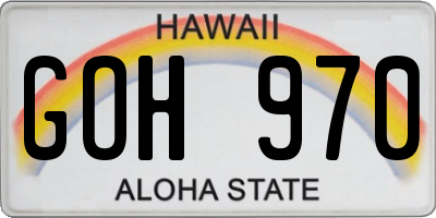 HI license plate GOH970