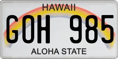 HI license plate GOH985