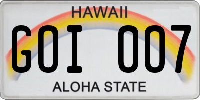 HI license plate GOI007