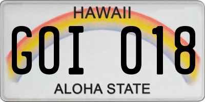 HI license plate GOI018