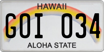 HI license plate GOI034