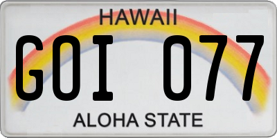 HI license plate GOI077
