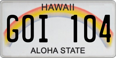 HI license plate GOI104