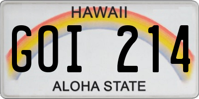 HI license plate GOI214